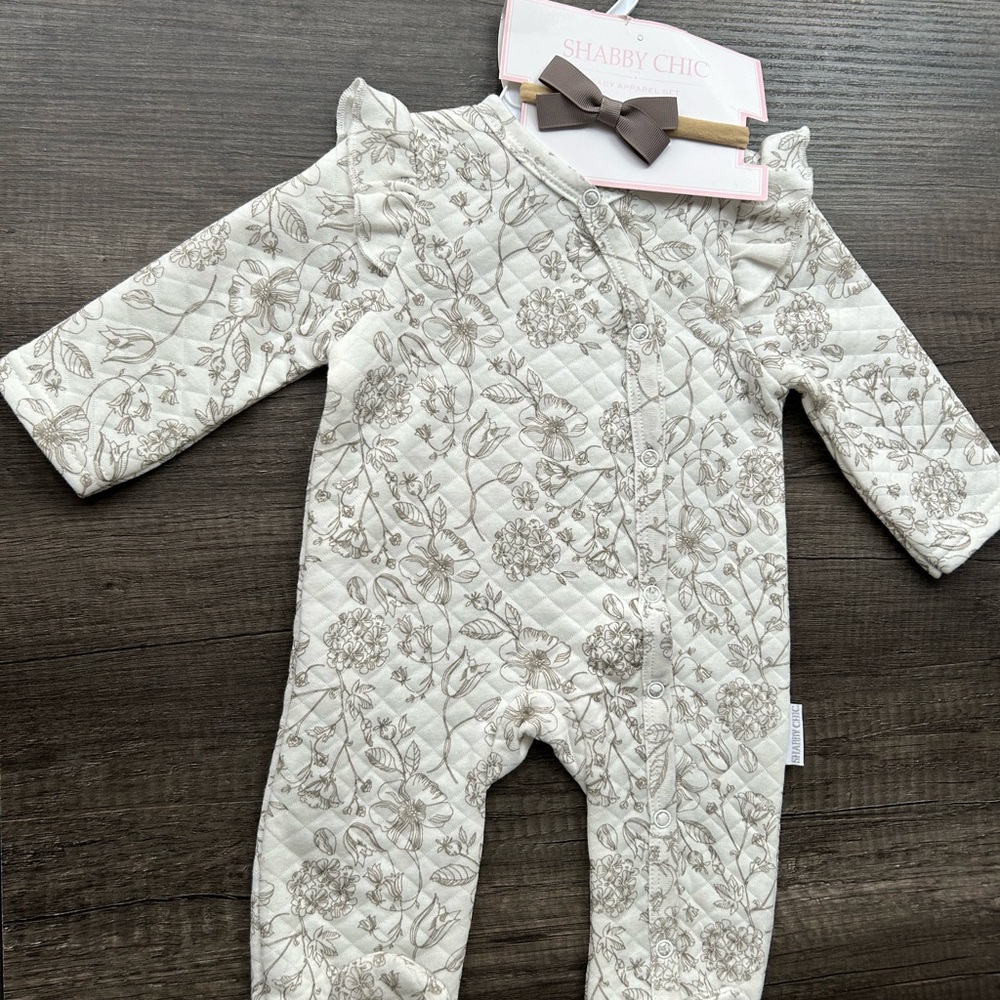 Shabby Chic Floral Kids One Piece - Cream